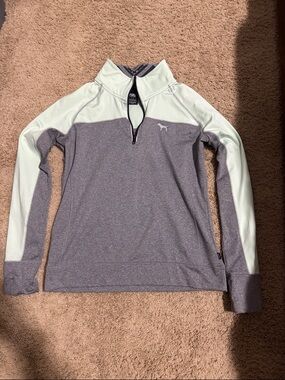 PINK Victoria's Secret Mint & Heather Gray Half-Zip Pullover